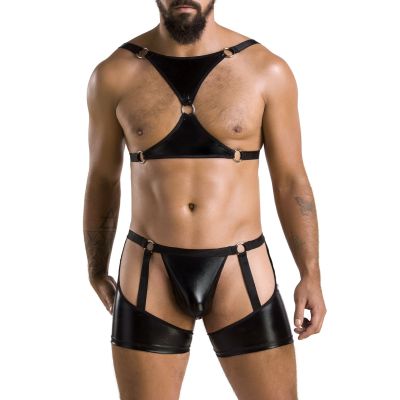 Комплект еротичної чоловічої білизни Passion 047 SET JOHN L/XL Black, труси, портупея Комплект еротичної чоловічої білизни Passion 047 SET JOHN L/XL Black, труси, портупея