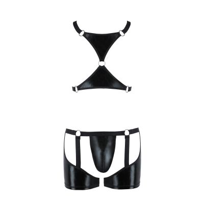 Комплект еротичної чоловічої білизни Passion 047 SET JOHN L/XL Black, труси, портупея