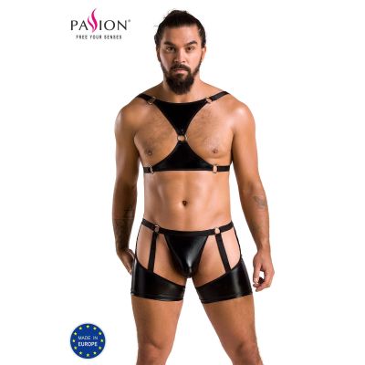 Комплект еротичної чоловічої білизни Passion 047 SET JOHN S/M Black, труси, портупея