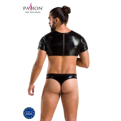 Комплект чоловічої білизни під латекс Passion 057 SET PETER L/XL Black, кроп-топ, стринги