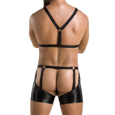 Комплект еротичної чоловічої білизни Passion 047 SET JOHN XXL/XXXL Black, труси, портупея