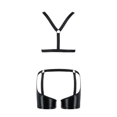Комплект еротичної чоловічої білизни Passion 047 SET JOHN XXL/XXXL Black, труси, портупея