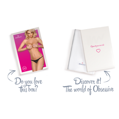 Мереживні танги з двома отворами Obsessive 831-THC-1 crotchless thongL-XL, чорні, бантики Мереживні танги з двома отворами Obsessive 831-THC-1 crotchless thongL-XL, чорні, бантики