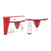 Набір Intt BRAZILIAN PANTY RED: трусики на зав’язках S-XL з перлинним кільцем + полунична змазка Набір Intt BRAZILIAN PANTY RED: трусики на зав’язках S-XL з перлинним кільцем + полунична змазка