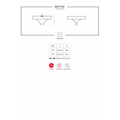 Мереживні танги з доступом Obsessive 837-THC-1 S-M, чорні Мереживні танги з доступом Obsessive 837-THC-1 S-M, чорні