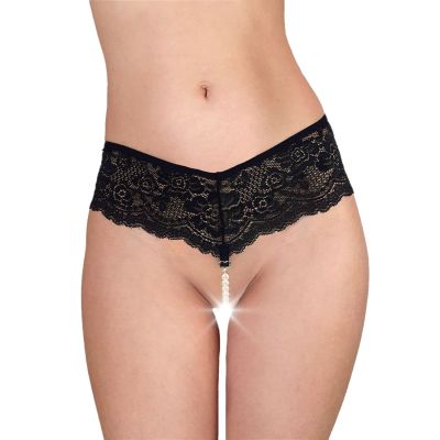 Сексуальні жіночі трусики Fabiana з перлами, чорні, розмір XS-M Сексуальні жіночі трусики Fabiana з перлами, чорні, розмір XS-M