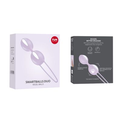 Вагінальні кульки Fun Factory SMARTBALLS DUO, бузково-білі, 2 шт, діаметр 3,2 та 3,6 см Вагінальні кульки Fun Factory SMARTBALLS DUO, бузково-білі, 2 шт, діаметр 3,2 та 3,6 см