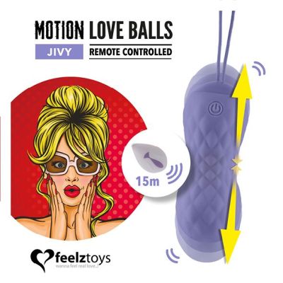 Вагінальні кульки з масажем і вібрацією FeelzToys Motion Love Balls Jivy з пультом ДК, 7 режимів Вагінальні кульки з масажем і вібрацією FeelzToys Motion Love Balls Jivy з пультом ДК, 7 режимів