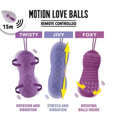Вагінальні кульки з перлинним масажем FeelzToys Motion Love Balls Foxy з пультом ДК, 7 режимів Вагінальні кульки з перлинним масажем FeelzToys Motion Love Balls Foxy з пультом ДК, 7 режимів
