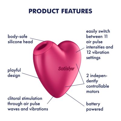 Вакуумний стимулятор-серце з вібрацією Satisfyer Cutie Heart Battery Series Вакуумний стимулятор-серце з вібрацією Satisfyer Cutie Heart Battery Series