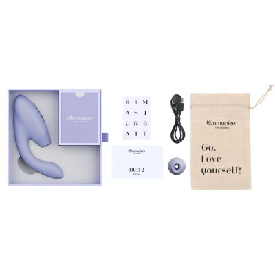 Подвійний вакуумний кліторальний стимулятор Womanizer Duo 2 — Lilac, незалежні мотори Подвійний вакуумний кліторальний стимулятор Womanizer Duo 2 — Lilac, незалежні мотори