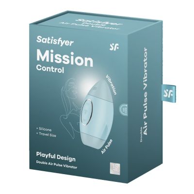 Вакуумний стимулятор з вібрацією Satisfyer Mission Control Blue, 2 незалежні мотори Вакуумний стимулятор з вібрацією Satisfyer Mission Control Blue, 2 незалежні мотори