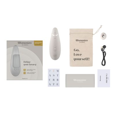 Вакуумний кліторальний стимулятор Womanizer Premium 2 — Grey, функції Autopilot та Smart Silence Вакуумний кліторальний стимулятор Womanizer Premium 2 — Grey, функції Autopilot та Smart Silence
