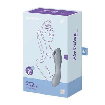 Вакуумний стимулятор із вібрацією Satisfyer Curvy Trinity 3 BlueGrey