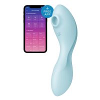 Вакуумний смартстимулятор із вібрацією Satisfyer Curvy Trinity 5 (Blue), керування зі смартфона 