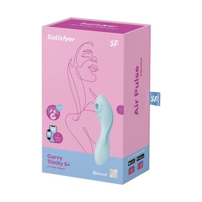 Вакуумний смартстимулятор із вібрацією Satisfyer Curvy Trinity 5 (Blue), керування зі смартфона