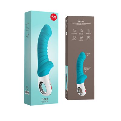 Вібратор для зони G Fun Factory TIGER petrol, ребристий, підходить для анальної стимуляції