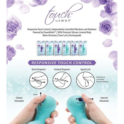 Вібратор-кролик з сенсорним управлінням Touch by SWAN - Solo Teal, глибока вібрація, для точки G Вібратор-кролик з сенсорним управлінням Touch by SWAN - Solo Teal, глибока вібрація, для точки G