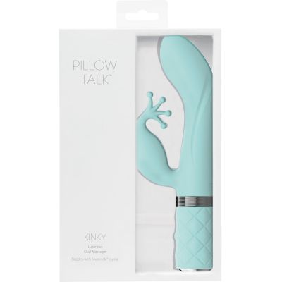Розкішний вібратор-кролик Pillow Talk — Kinky Teal із кристалом «Сваровські», потужний
