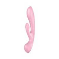 Двосторонній вібратор-кролик Satisfyer Triple Oh Pink, 3 мотори, руків’я-масажер 