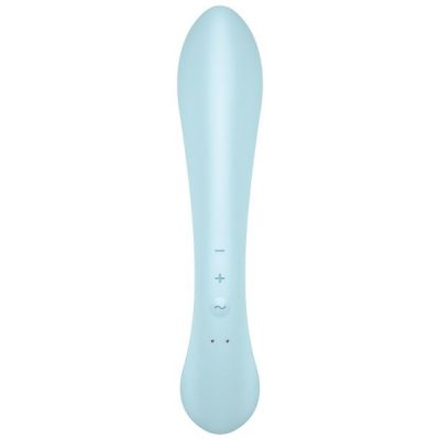 Двосторонній вібратор-кролик Satisfyer Triple Oh Blue, 3 мотори, руків’я-масажер