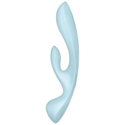 Двосторонній вібратор-кролик Satisfyer Triple Oh Blue, 3 мотори, руків’я-масажер