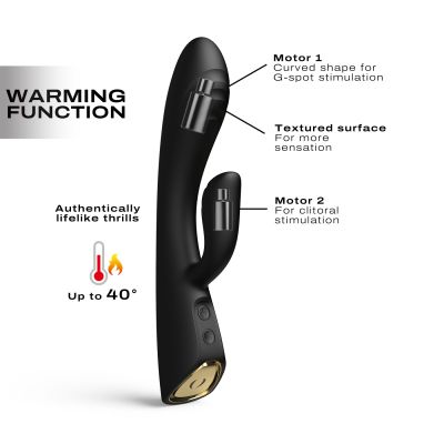 Вібратор-кролик з підігрівом Dorcel FLEXI RABBIT BLACK, гнучкий стовбур Вібратор-кролик з підігрівом Dorcel FLEXI RABBIT BLACK, гнучкий стовбур