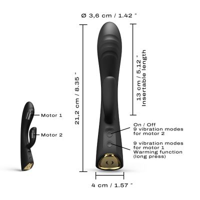 Вібратор-кролик з підігрівом Dorcel FLEXI RABBIT BLACK, гнучкий стовбур Вібратор-кролик з підігрівом Dorcel FLEXI RABBIT BLACK, гнучкий стовбур