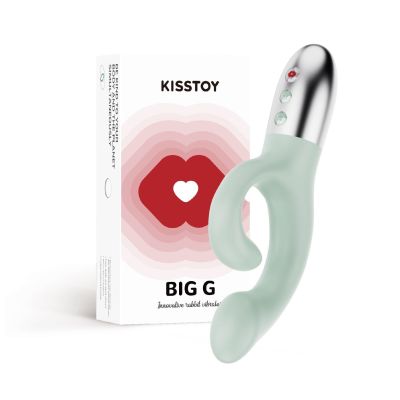 Вібратор-кролик для зони G KISTOY Big G Green, вигнутий відросток, автоматичний підігрів