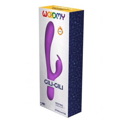 Вібратор-кролик Wooomy Gili-Gili Vibrator with Heat Purple, відросток з вушками, підігрів до 40 °С