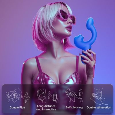 Смарт-вібратор Magic Motion Ponder Blue, подвійна стимуляція, віброяйце+язичок для клітора