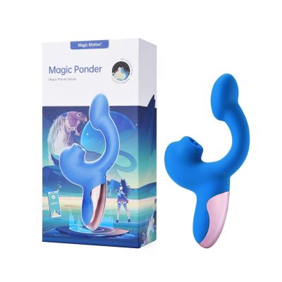 Смарт-вібратор Magic Motion Ponder Blue, подвійна стимуляція, віброяйце+язичок для клітора