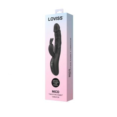 Вібратор-кролик з пульсацією Loviss Nico Thrusting Rabbit Vibrator, 9 режимів, подвійний відросток Вібратор-кролик з пульсацією Loviss Nico Thrusting Rabbit Vibrator, 9 режимів, подвійний відросток