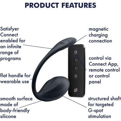 Смарт-віброяйце Satisfyer Ribbed Petal Connect App Black, керування зі смартфона, пульт ДК