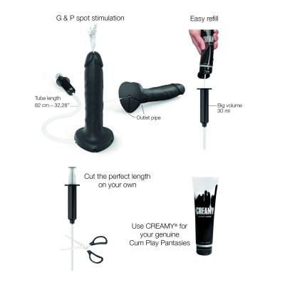 Фалоімітатор, що кінчає Strap-On-Me Squirting Cum Dildo Realistic Black, діам. 3,5 см, силікон Фалоімітатор, що кінчає Strap-On-Me Squirting Cum Dildo Realistic Black, діам. 3,5 см, силікон