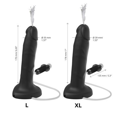 Фалоімітатор, що кінчає Strap-On-Me Squirting Cum Dildo Realistic Black, діам. 3,5 см, силікон Фалоімітатор, що кінчає Strap-On-Me Squirting Cum Dildo Realistic Black, діам. 3,5 см, силікон