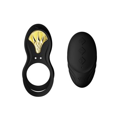 Смарт ерекційне кільце Zalo — BAYEK Obsidian Black, подвійне з ввідною частиною, пульт ДК Смарт ерекційне кільце Zalo — BAYEK Obsidian Black, подвійне з ввідною частиною, пульт ДК