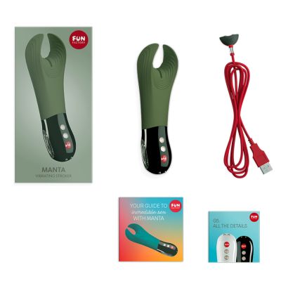 Вібратор для пеніса Fun Factory MANTA moss green/black, підходить для парних ігор Вібратор для пеніса Fun Factory MANTA moss green/black, підходить для парних ігор