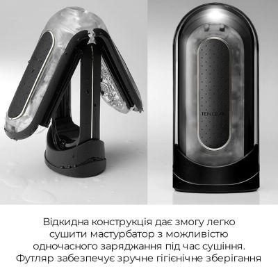 Мастурбатор Tenga Flip Zero Electronic Vibration Black, змінна інтенсивність, розкладний