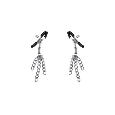 Затискачі для сосків із пензликами Feral Feelings — Nipple clamps Tassels, срібло/чорний