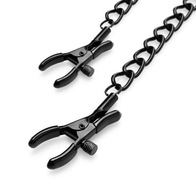Затискачі для сосків Bedroom Fantasies Nipple Clamps with Chain Black Затискачі для сосків Bedroom Fantasies Nipple Clamps with Chain Black