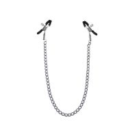 Затискачі для сосків з ланцюжком Feral Feelings — Nipple clamps Classic, срібло/чорний