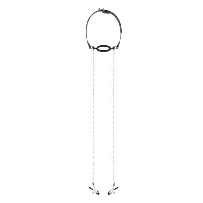 Затискачі для сосків із кляпом Bedroom Fantasies Nipple Clamps & Silicone Gag Ring