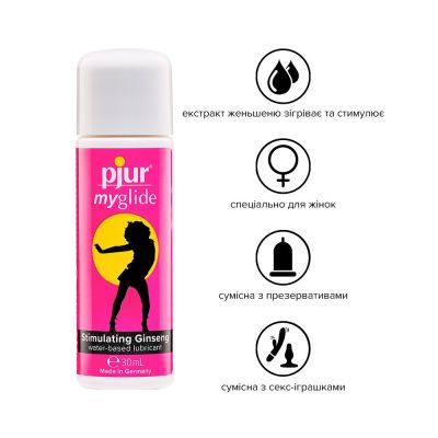 Збуджувальна змазка на водній основі pjur my glide (30 мл) з женьшенем, зігріває