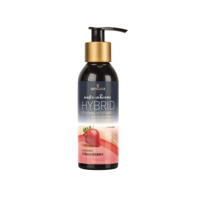 Змазка водно-силіконова Sensuva Hybrid Strawberry (125 мл) без цукру, можна для оральних пестощів Змазка водно-силіконова Sensuva Hybrid Strawberry (125 мл) без цукру, можна для оральних пестощів